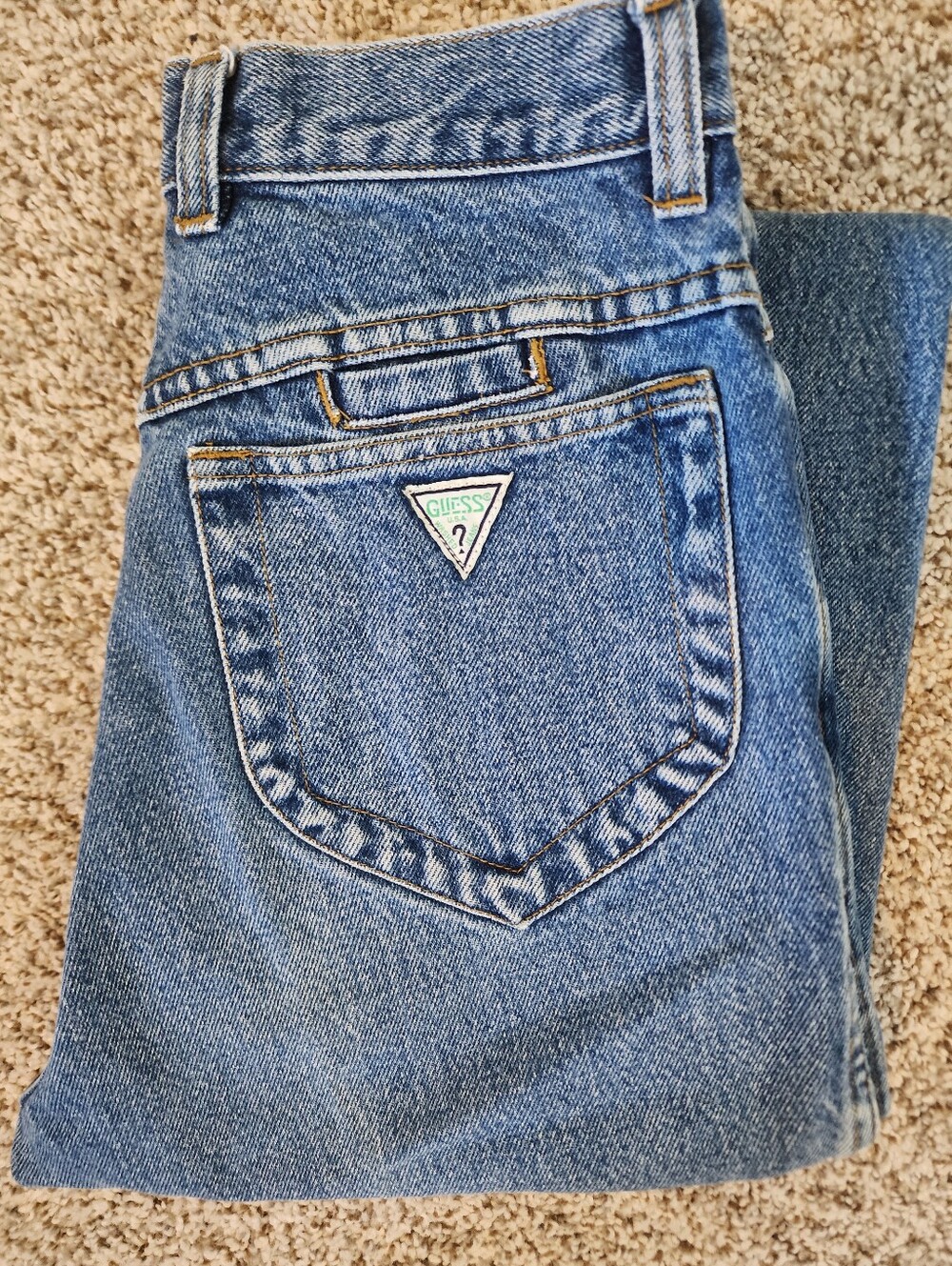 ❓️DEADSTOCK Vintage 90s Guess Jeans High Rise Tapered Round Pocket USA 30x32